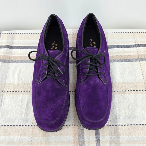 Hush Puppies Purple Suede Leather Platform Oxfords Block Heel 53561 Womens 8.5 M - Picture 6 of 13